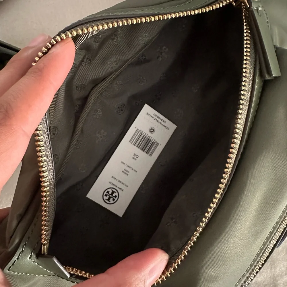 new tory burch belt bag palm leaf nylon.